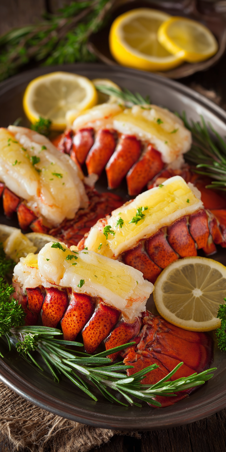 Butter Poached Lobster Tail Seafood served warm with cozy spices