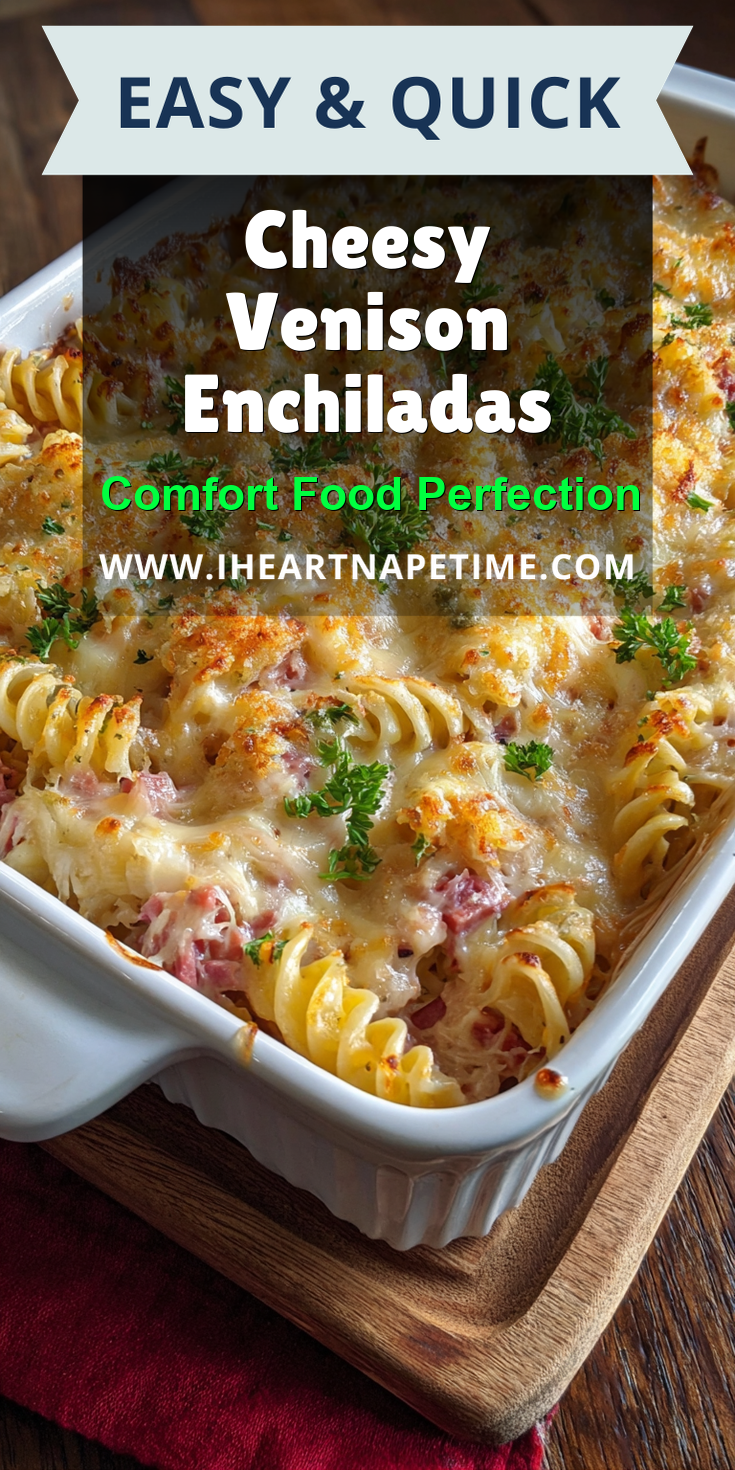 Cheesy Venison Enchiladas served warm with cozy spices