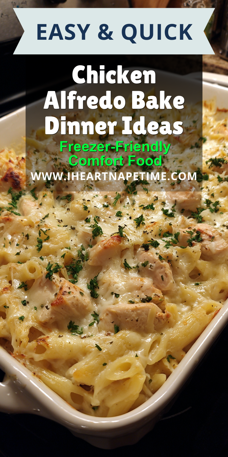 Chicken Alfredo Bake Dinner Ideas served on a plate