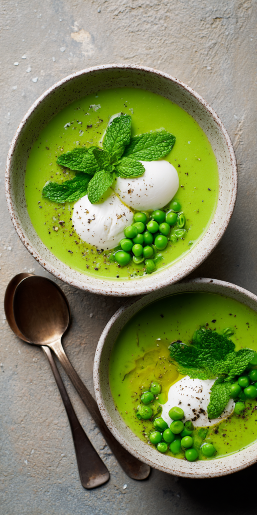 Chilled Spring Pea & Mint with Burrata Recipe