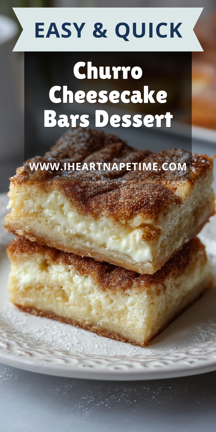 Churro Cheesecake Bars Dessert served warm with cozy spices
