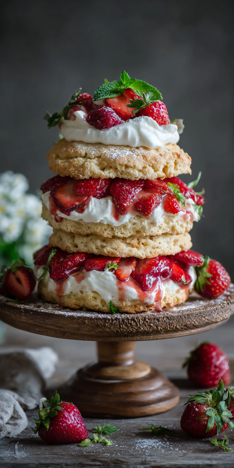 Classic Biscuit Strawberry Shortcake Cake served warm with cozy spices