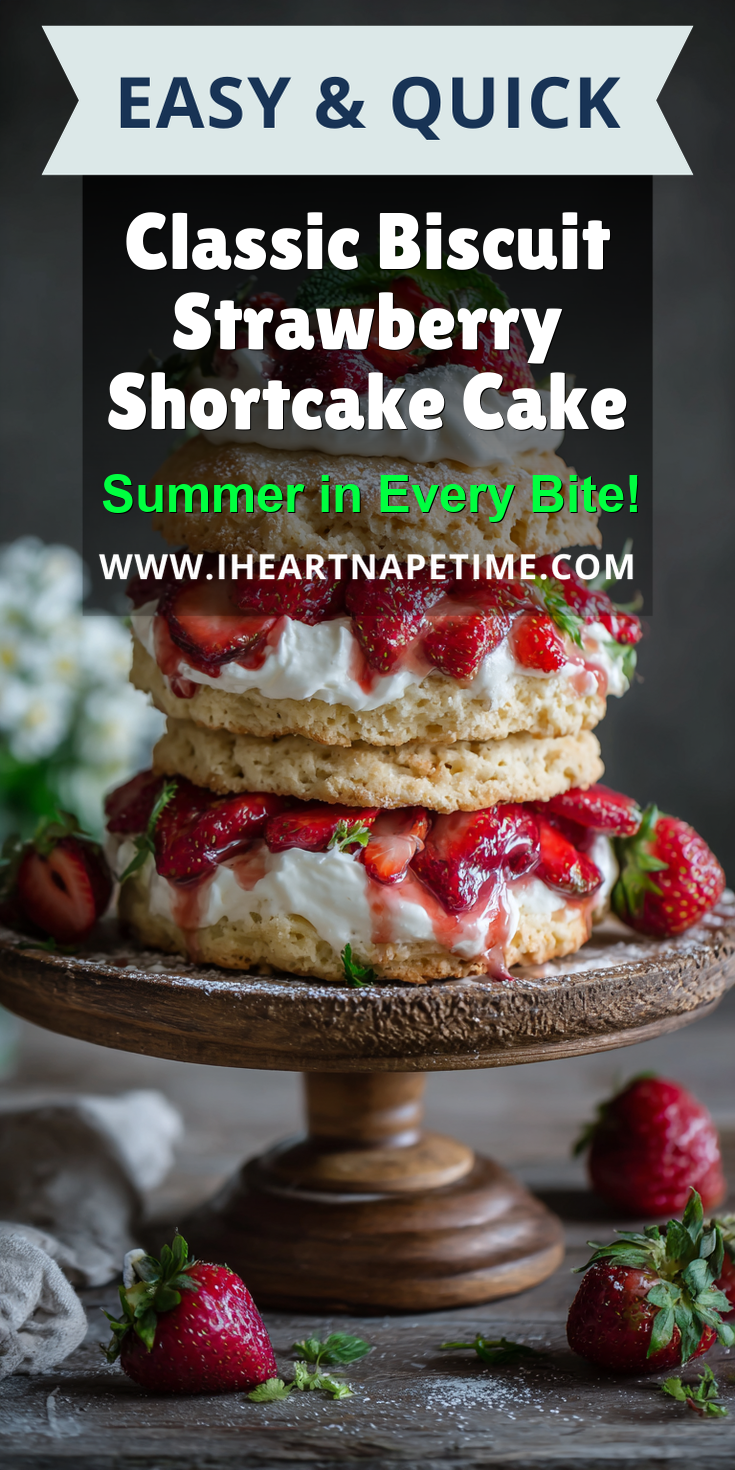 Classic Biscuit Strawberry Shortcake Cake served warm with cozy spices