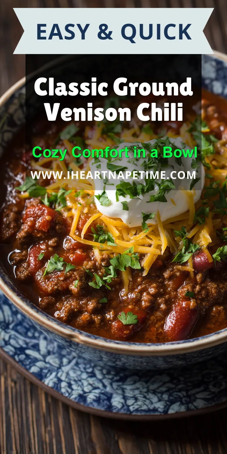 Classic Ground Venison Chili served warm with cozy spices