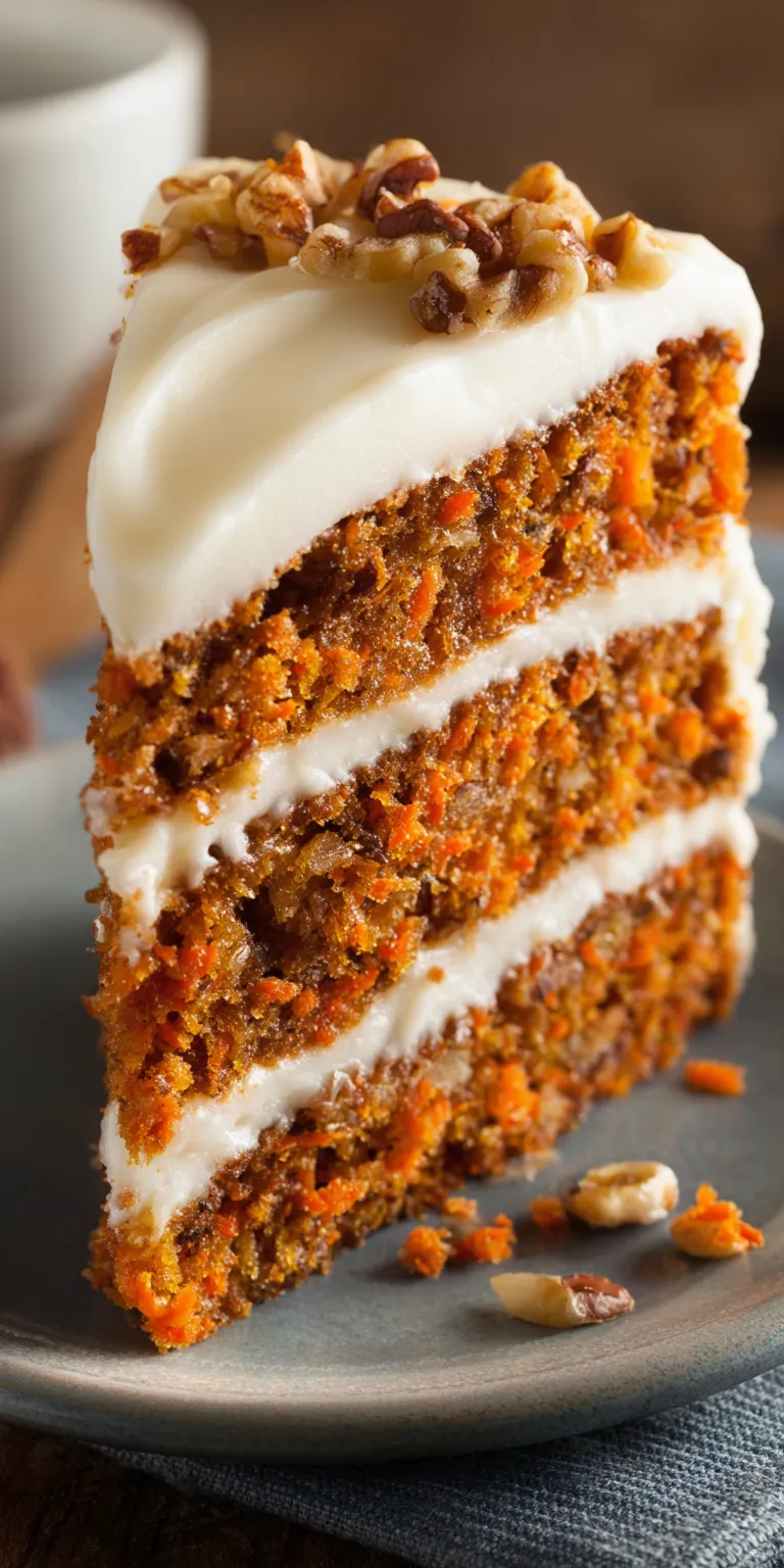 Classic Homemade Carrot Cake Recipe served warm with cozy spices