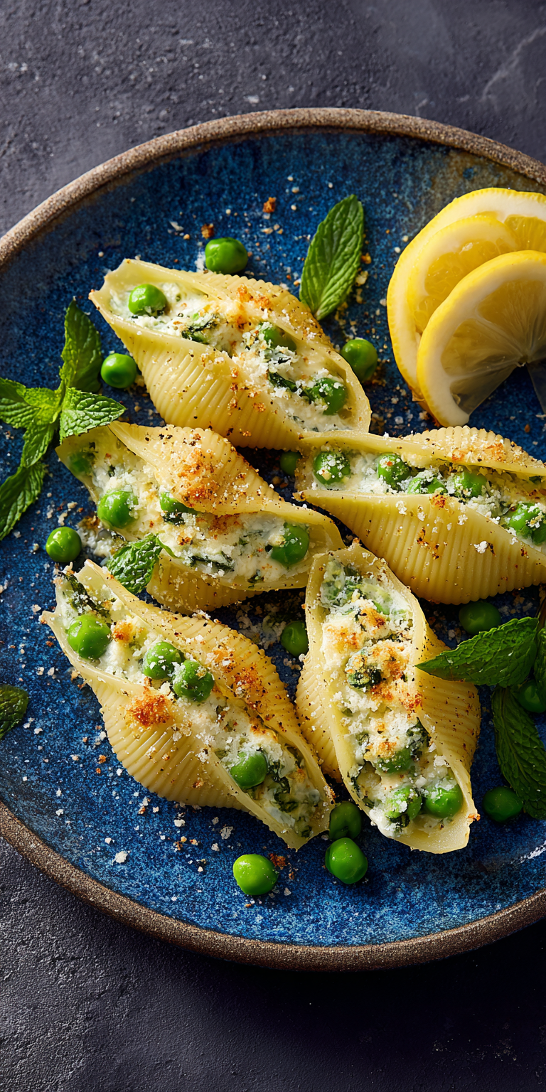 Conchiglioni with ricotta and petits pois Recipe