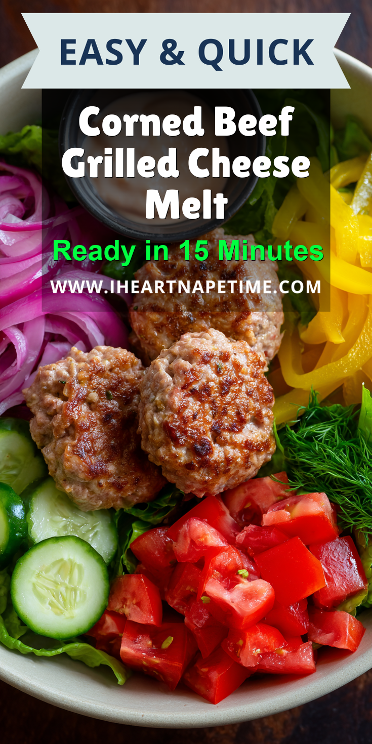 Corned Beef Grilled Cheese Melt served warm with cozy spices