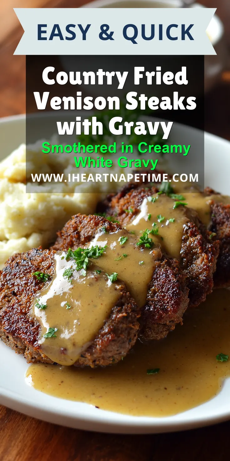 Country Fried Venison Steaks with Gravy served warm with cozy spices