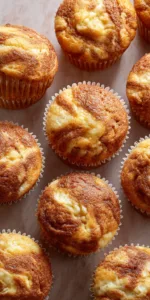 Cream Cheese Swirled Banana Muffins served warm with cozy spices