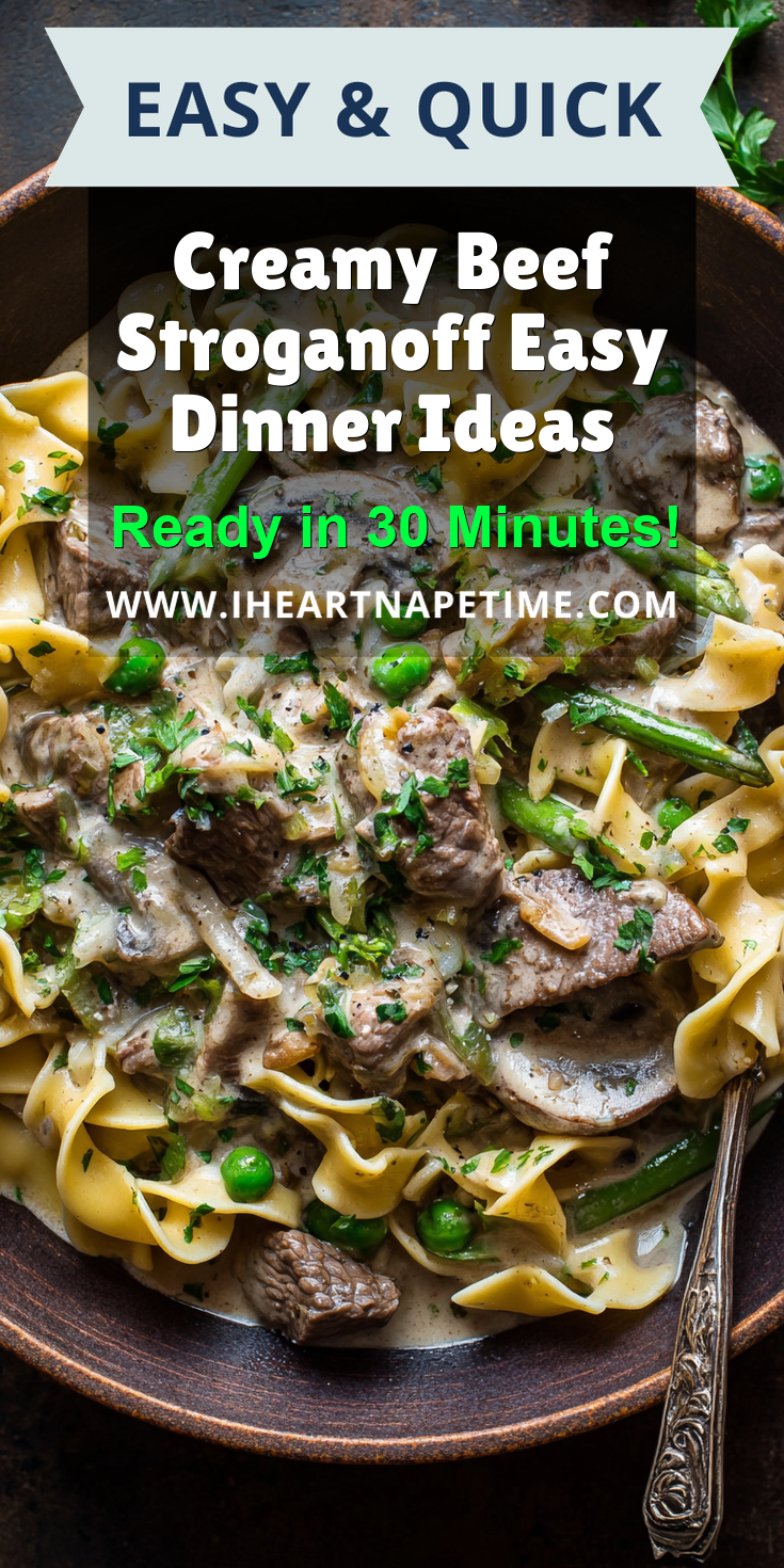 Creamy Beef Stroganoff Easy Dinner Ideas served warm with cozy spices