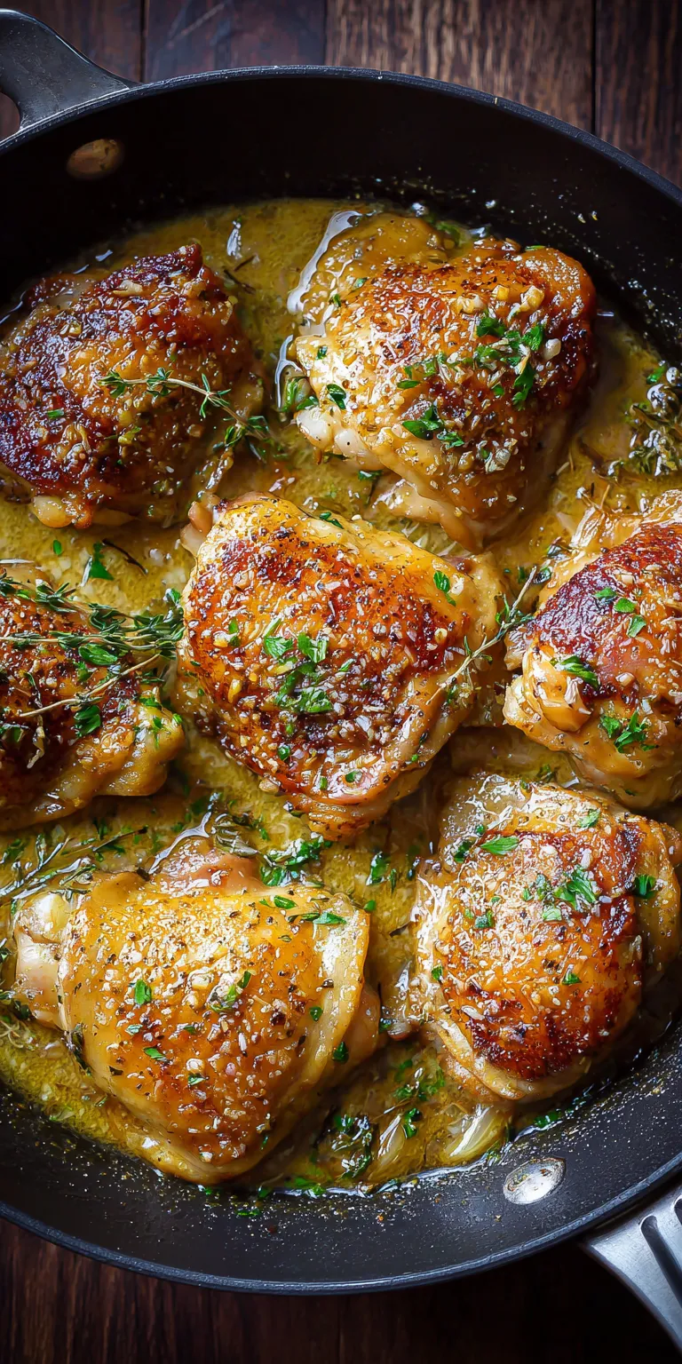 Creamy Garlic Butter Easy Chicken Thighs served warm with cozy spices