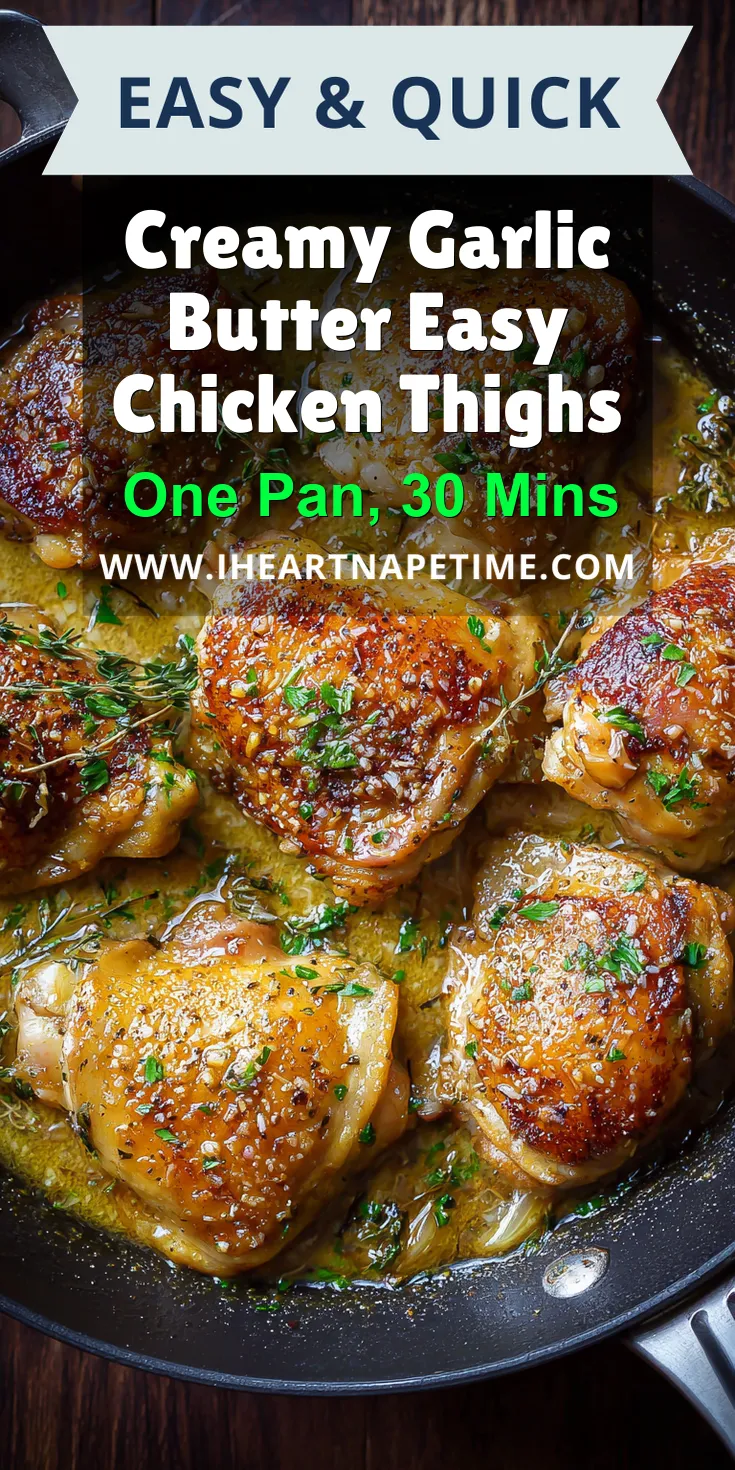 Creamy Garlic Butter Easy Chicken Thighs served warm with cozy spices