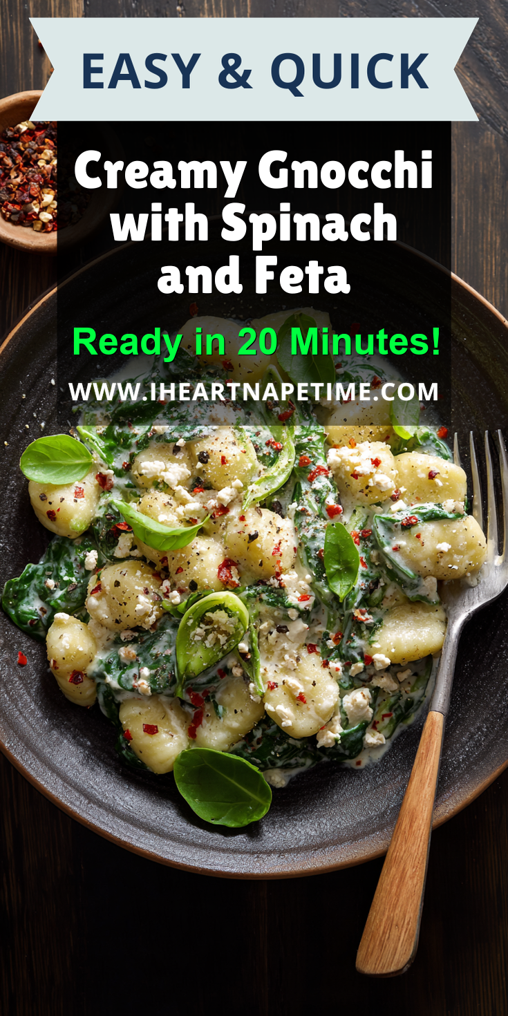 Creamy Gnocchi with Spinach and Feta served warm with cozy spices