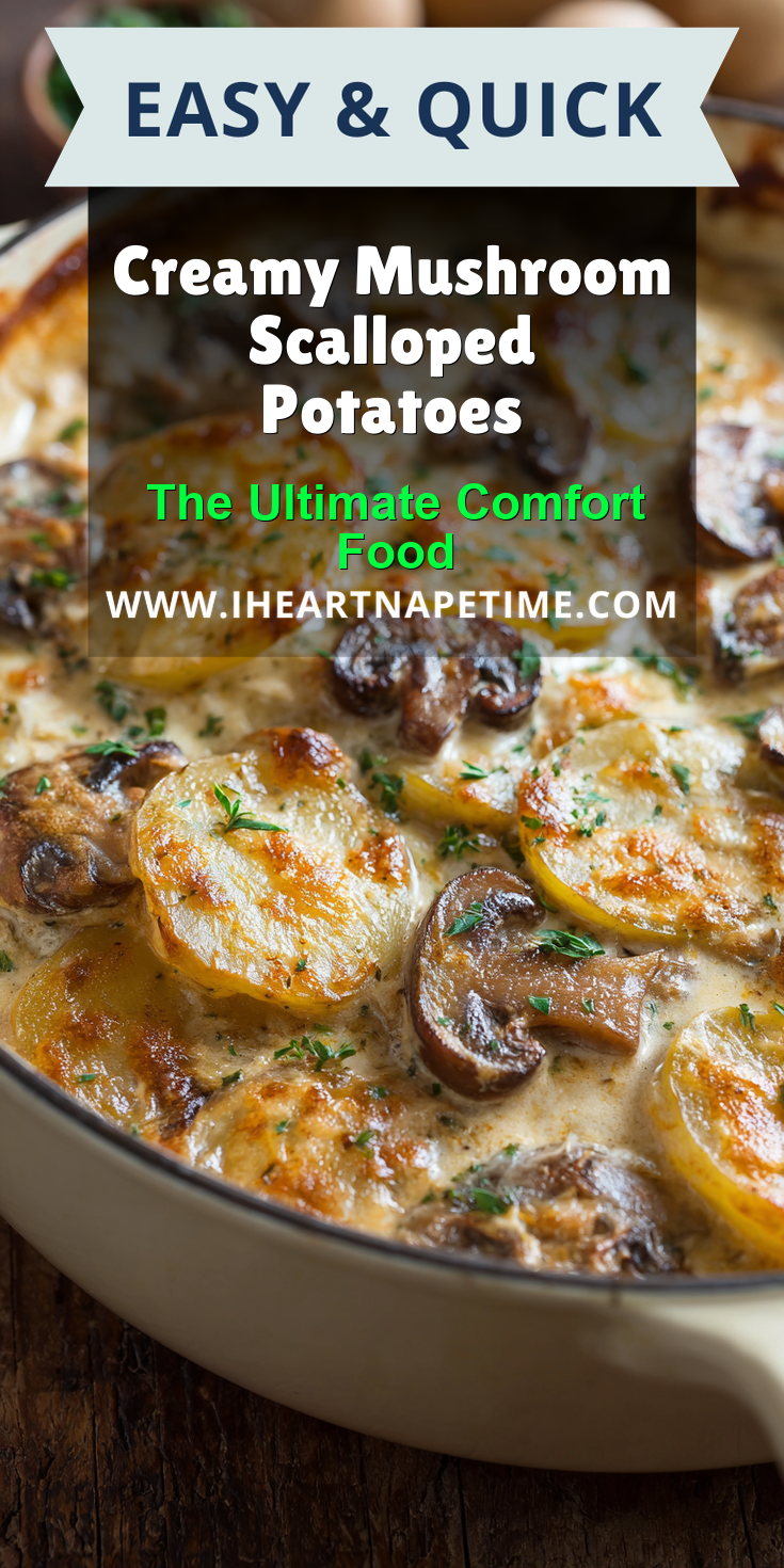 Creamy Mushroom Scalloped Potatoes served warm with cozy spices