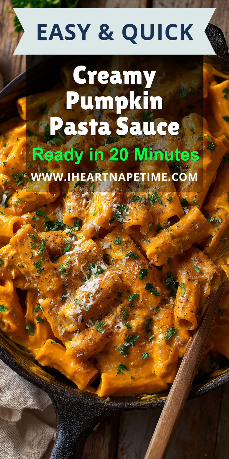 Creamy Pumpkin Pasta Sauce served warm with cozy spices