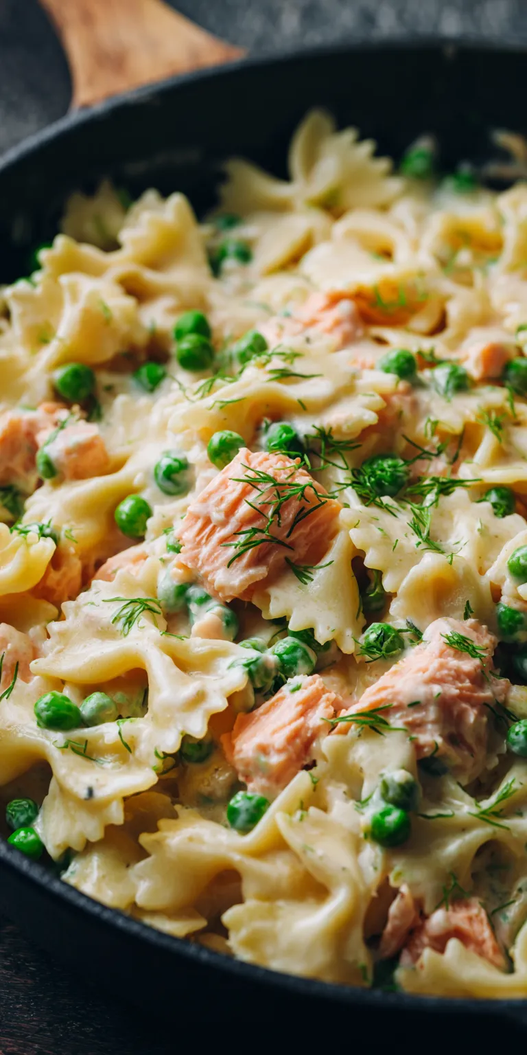 Creamy Salmon Pasta with Peas served warm with cozy spices