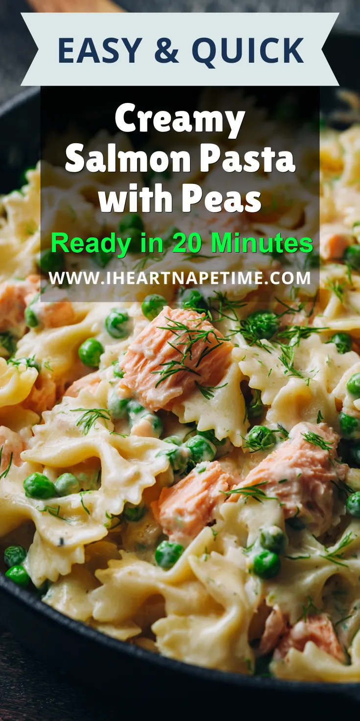 Creamy Salmon Pasta with Peas served warm with cozy spices