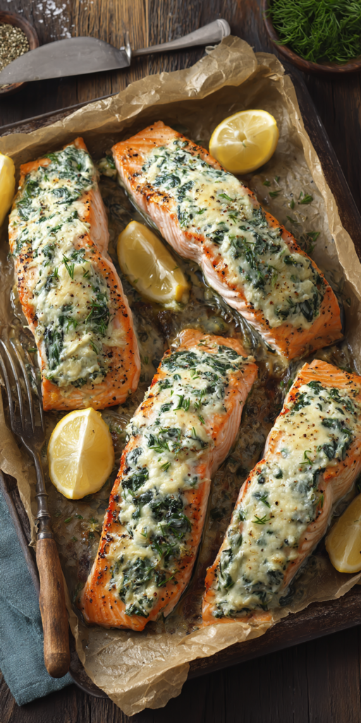 Creamy Spinach Stuffed Salmon Recipe