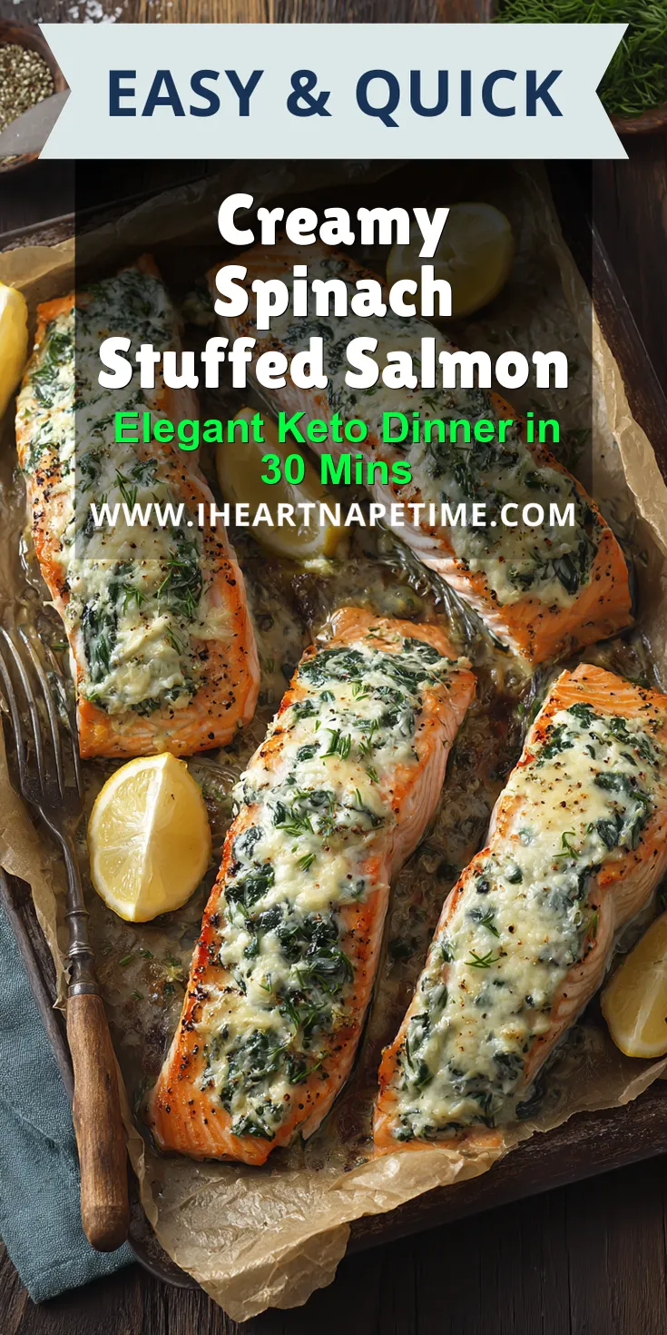 Creamy Spinach Stuffed Salmon served warm with cozy spices