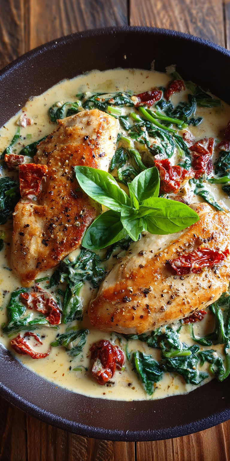 Creamy Tuscan Chicken High Protein Dinner served warm with cozy spices