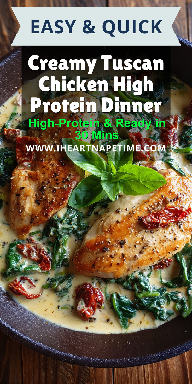 Creamy Tuscan Chicken High Protein Dinner served warm with cozy spices