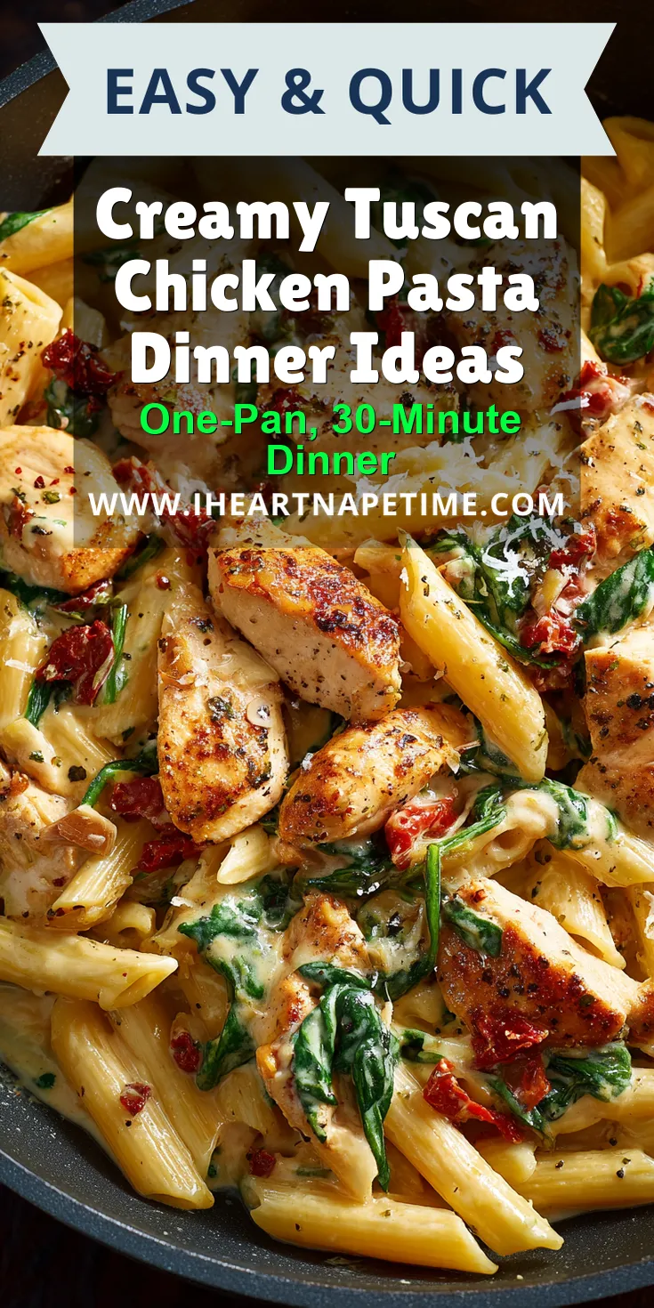 Creamy Tuscan Chicken Pasta Dinner Ideas served warm with cozy spices