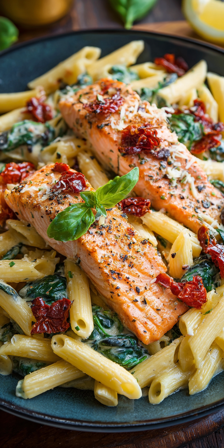 Creamy Tuscan Salmon Pasta Recipe