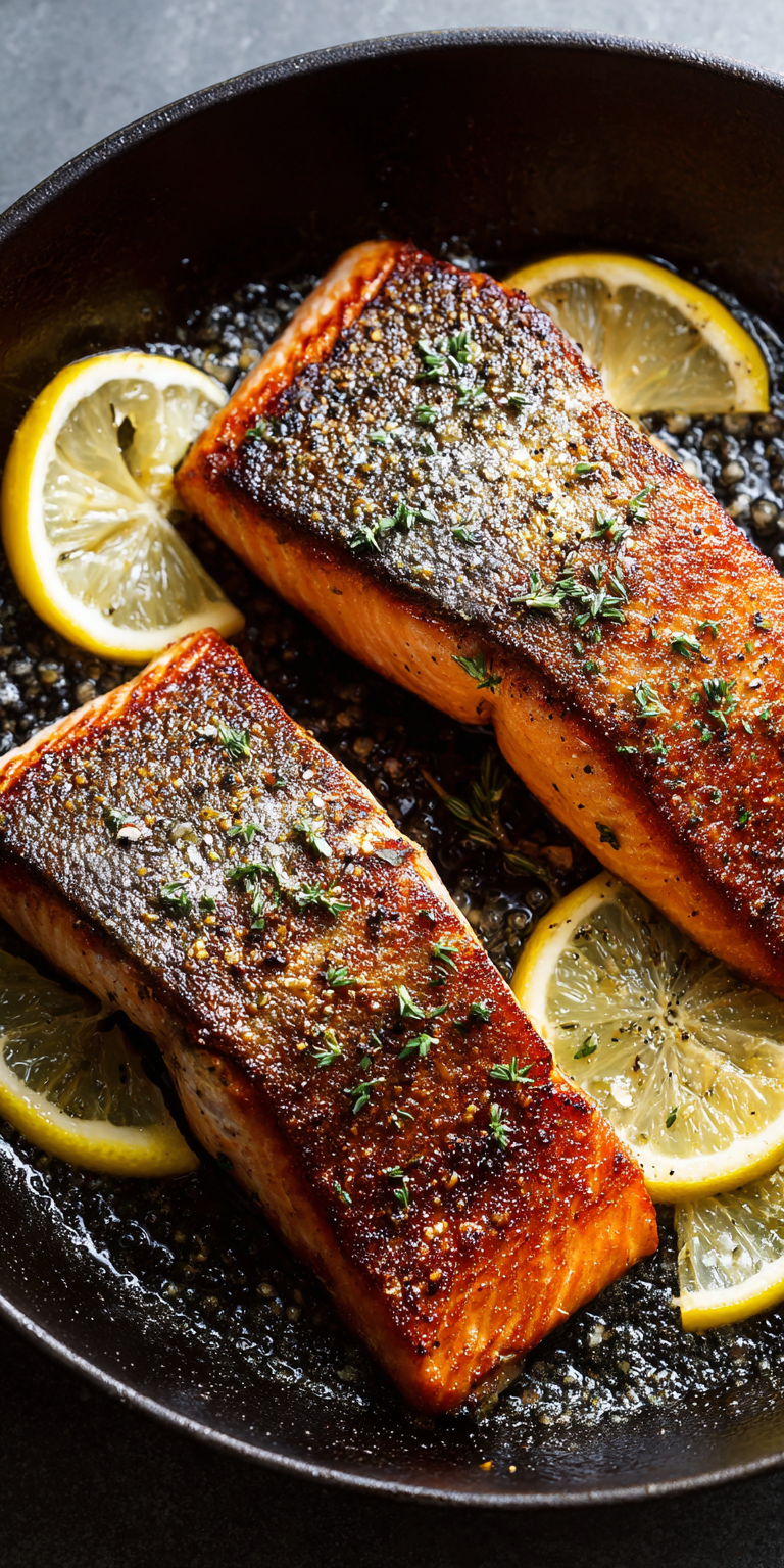 Crispy Skin Pan Seared Salmon served warm with cozy spices