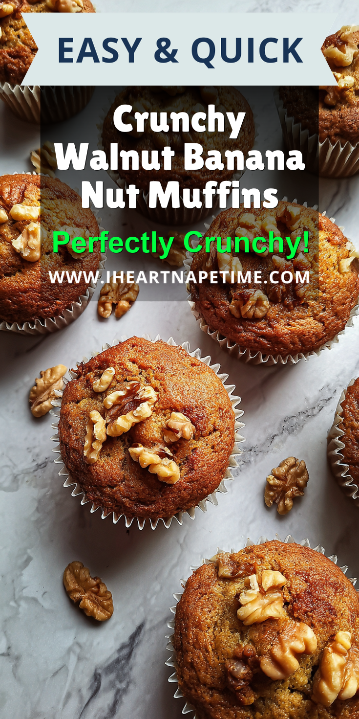 Crunchy Walnut Banana Nut Muffins served warm with cozy spices