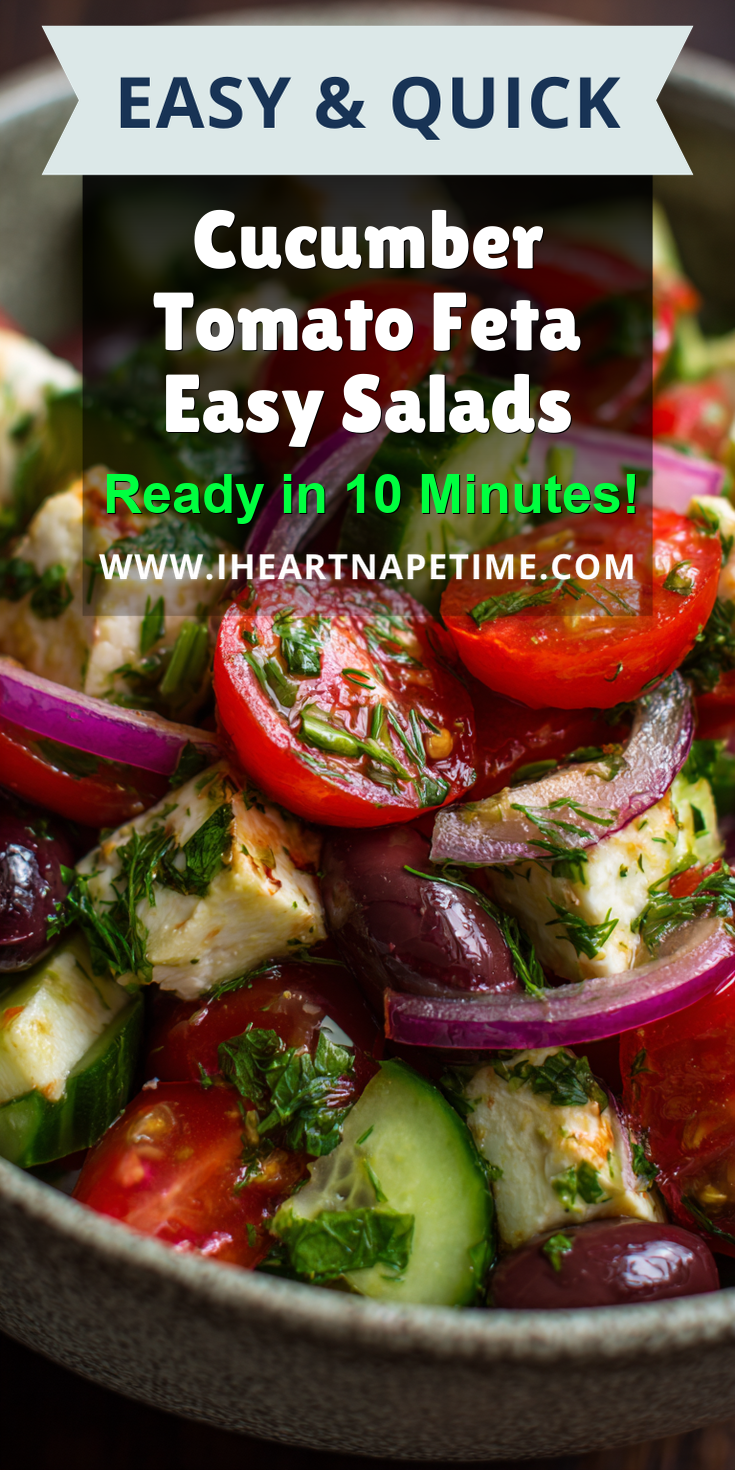 Cucumber Tomato Feta Easy Salads served warm with cozy spices