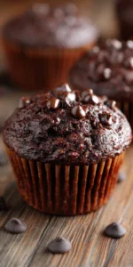 Double Chocolate Fudge Banana Muffins served warm with cozy spices