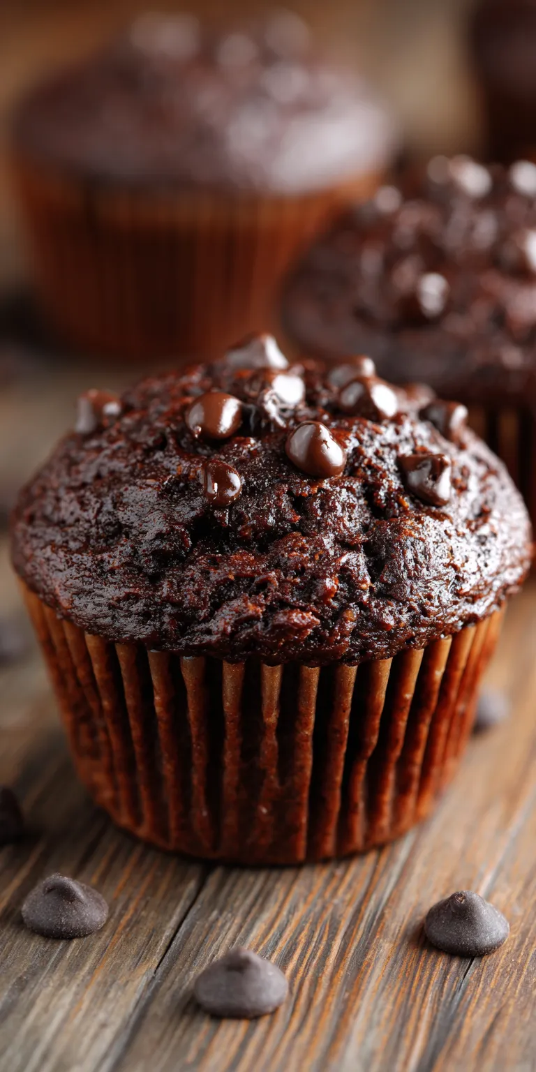 Double Chocolate Fudge Banana Muffins served warm with cozy spices