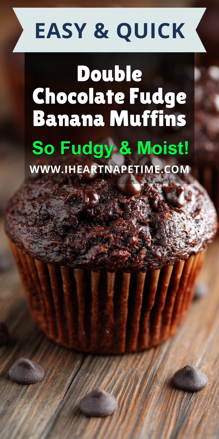 Double Chocolate Fudge Banana Muffins served warm with cozy spices