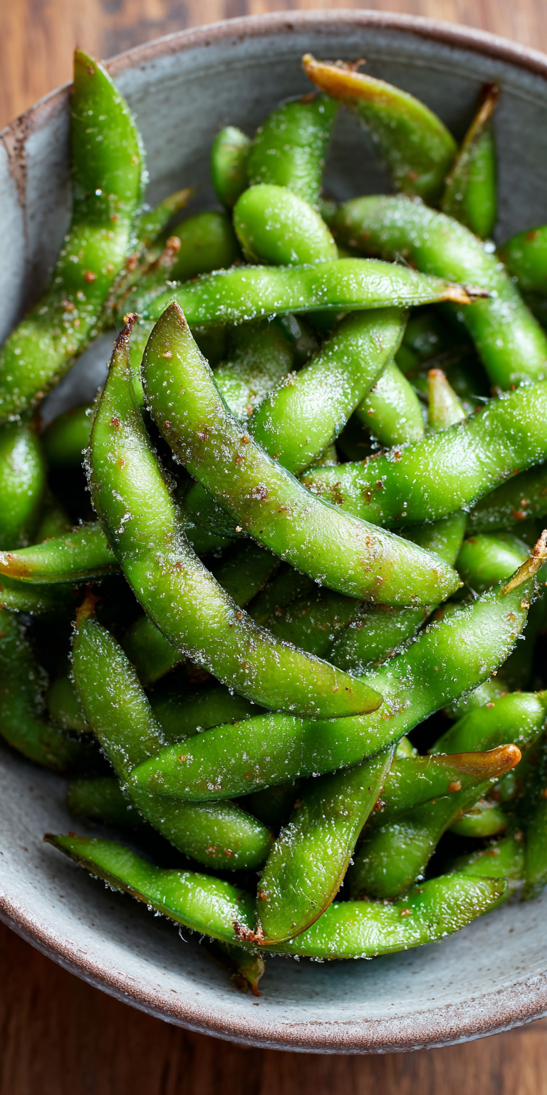 Edamame Sea Salt High Protein Snacks served warm with cozy spices