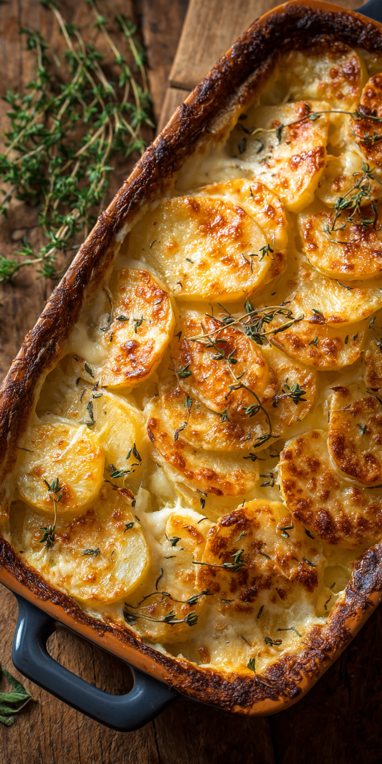 French Style Dauphinoise Potatoes served warm with cozy spices