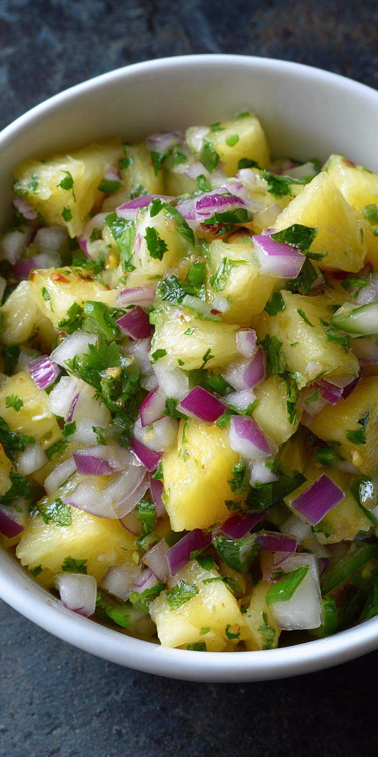 Fresh Pineapple Jalapeno Salsa Recipe served warm with cozy spices