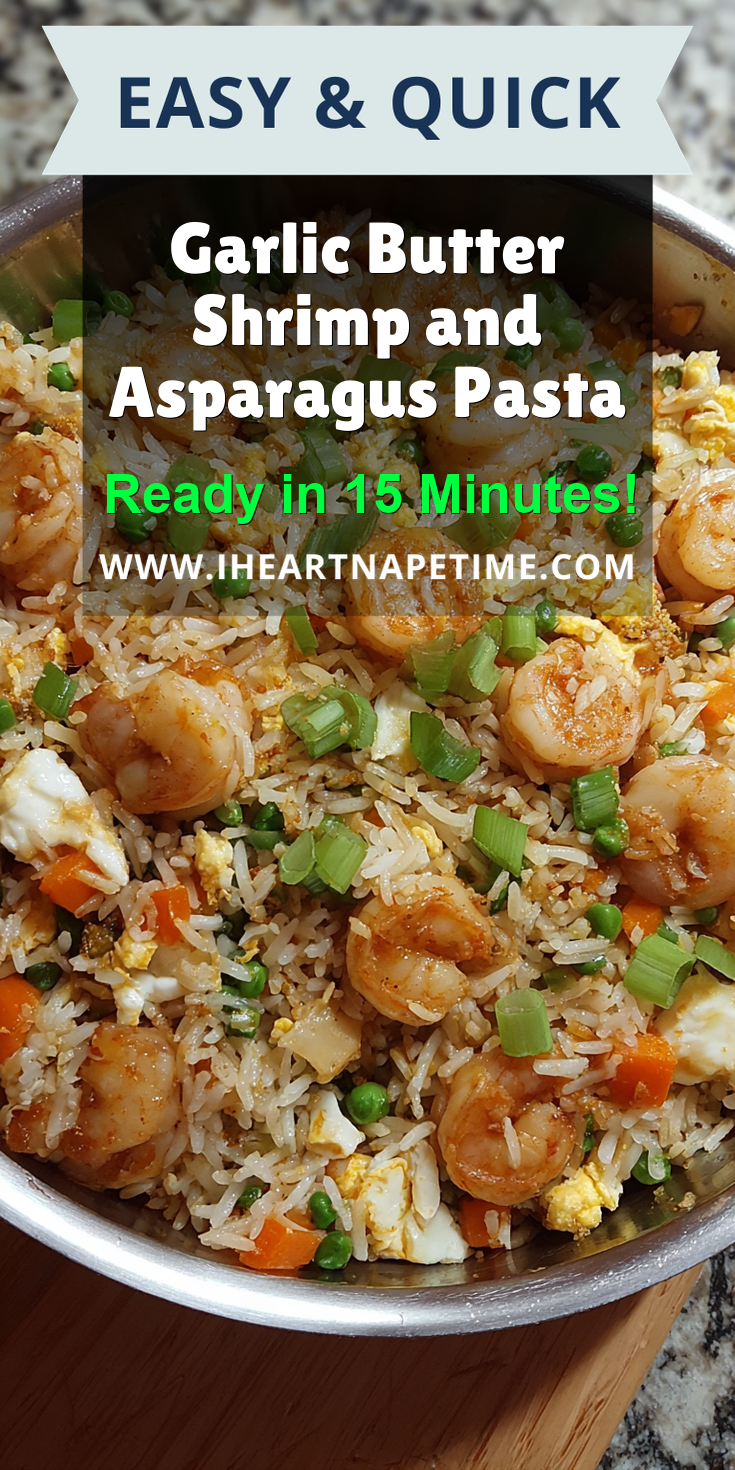 Garlic Butter Shrimp and Asparagus Pasta served warm with cozy spices