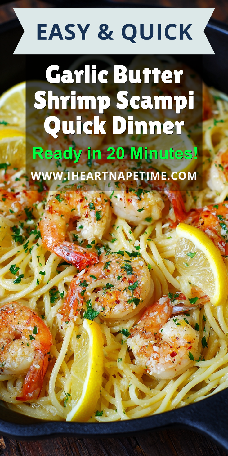 Garlic Butter Shrimp Scampi Quick Dinner served warm with cozy spices