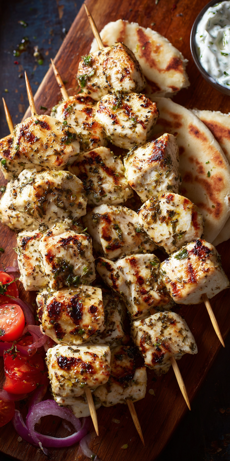 Greek Chicken Souvlaki Easy Meal served warm with cozy spices