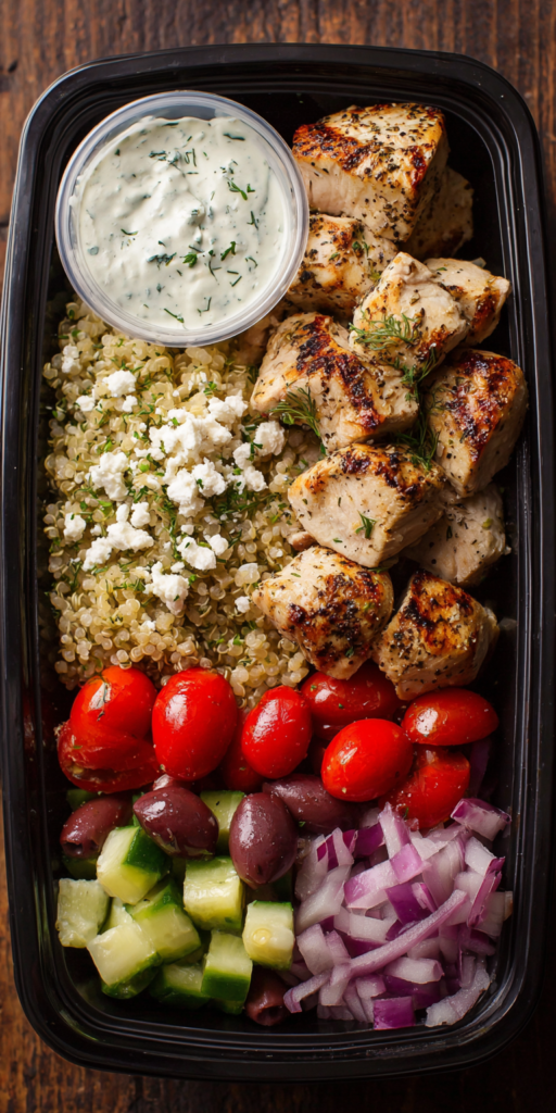 Greek Chicken Souvlaki Protein Meal Prep served warm with cozy spices
