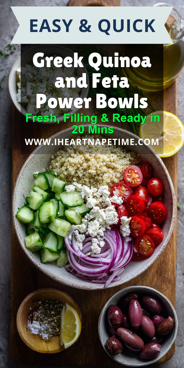 Greek Quinoa and Feta Power Bowls served warm with cozy spices