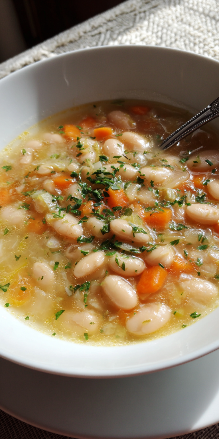 Greek White Bean Soup With Garlic & Lemon Recipe