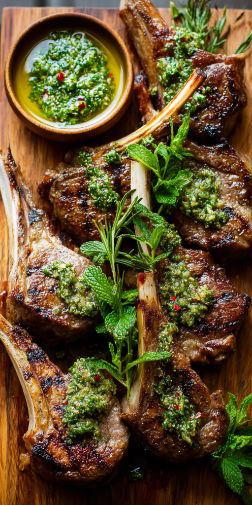 Grilled Lamb Chops with Mint Chimichurri Recipe