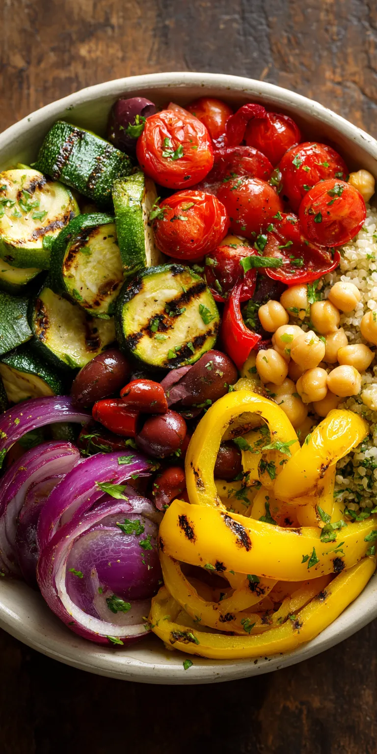 Grilled Veggie Mediterranean Recipes Bowl served warm with cozy spices