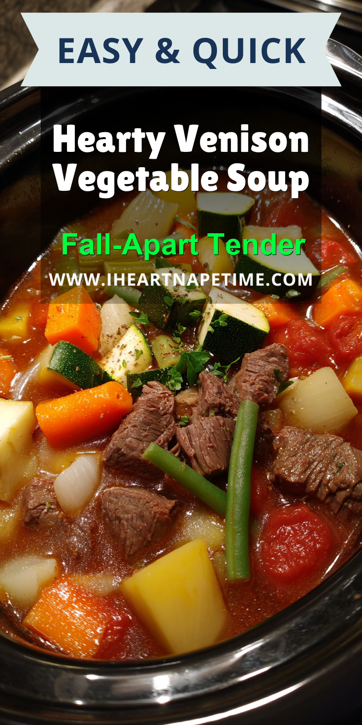 Hearty Venison Vegetable Soup served warm with cozy spices