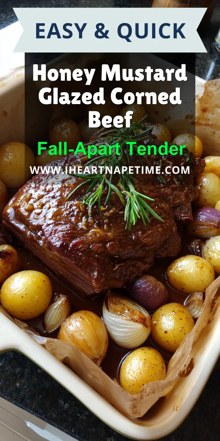 Honey Mustard Glazed Corned Beef served warm with cozy spices