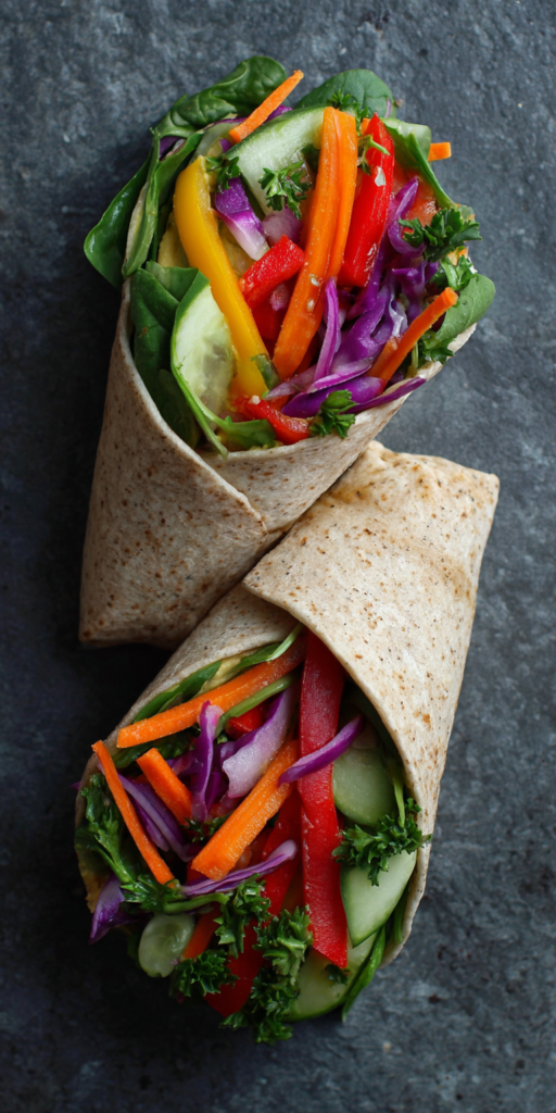 Hummus Veggie Wrap Healthy Food Dishes Recipe