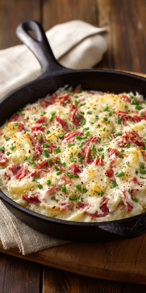Irish Cast Iron Skillet Corned Beef Colcannon Casserole Recipe