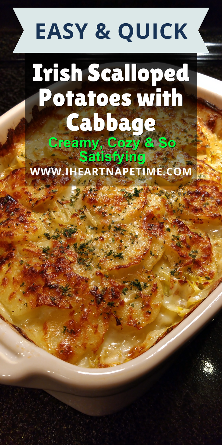 Irish Scalloped Potatoes with Cabbage served warm with cozy spices