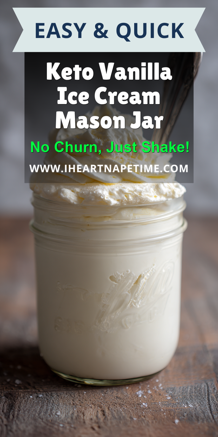 Keto Vanilla Ice Cream Mason Jar served warm with cozy spices